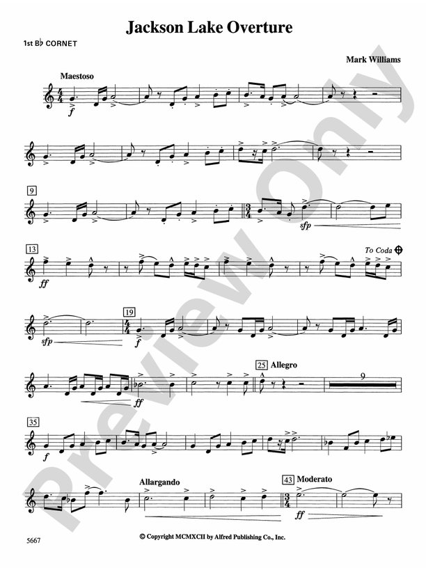 Jackson Lake Overture: 1st B-flat Cornet: 1st B-flat Cornet Part ...