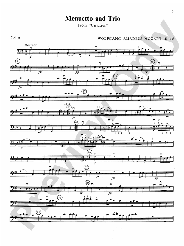 Mozart String Quartets Cello Cello Part Digital Sheet Music Download