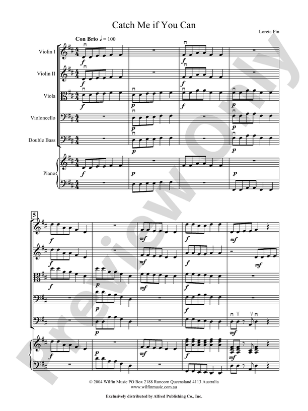 Catch Me If You Can String Orchestra Conductor Score & Parts Loreta