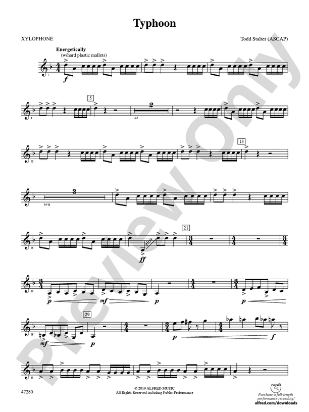 Typhoon Xylophone Xylophone Part Digital Sheet Music Download