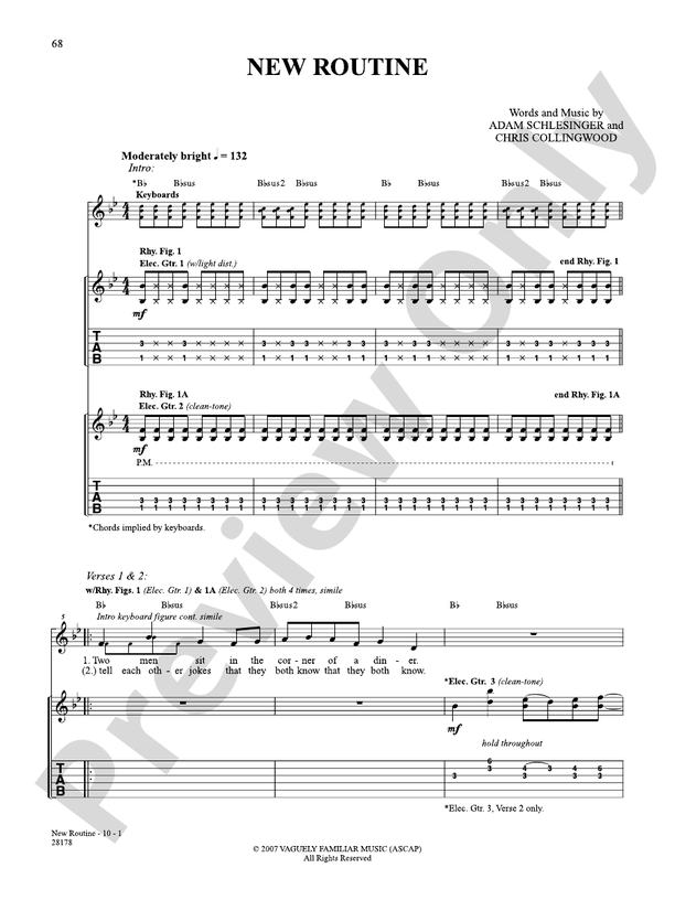 New Routine Guitar Fountains of Wayne Digital Sheet Music Download