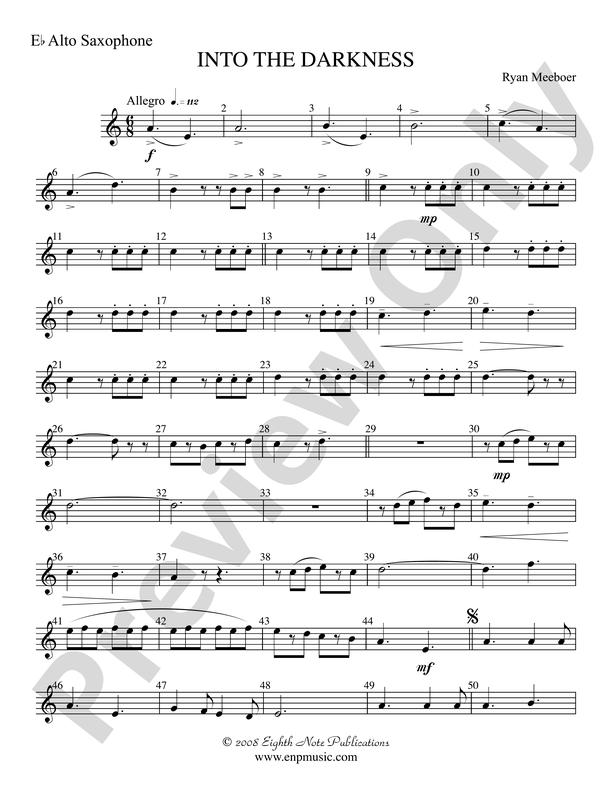 Into The Darkness E Flat Alto Saxophone E Flat Alto Saxophone Part Digital Sheet Music Download 