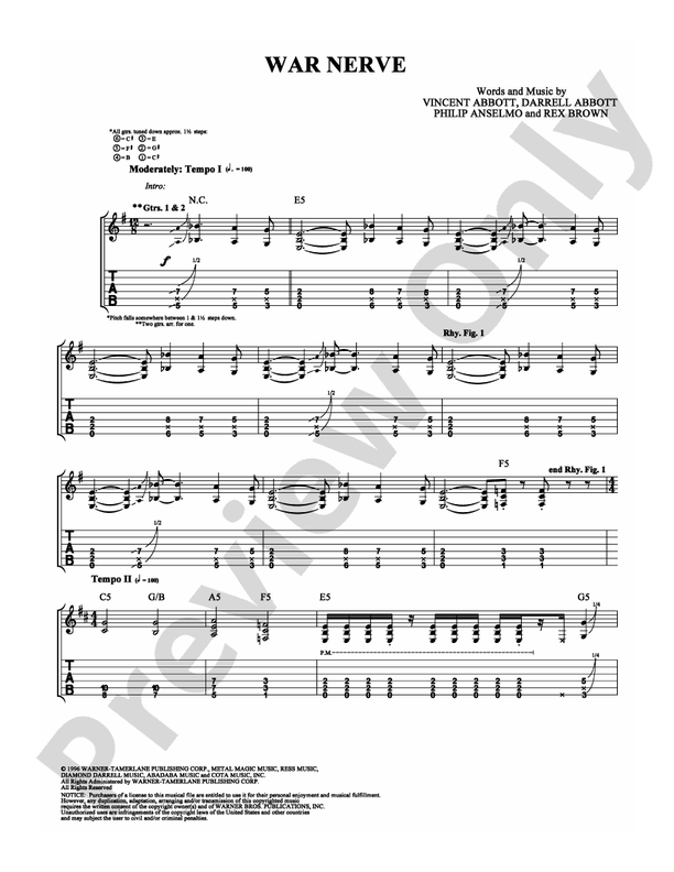 Pantera,VulgarDisplayOfpower,bandscore楽譜 Battle Against a Dangerous Foe Sheet Music for Piano (Solo