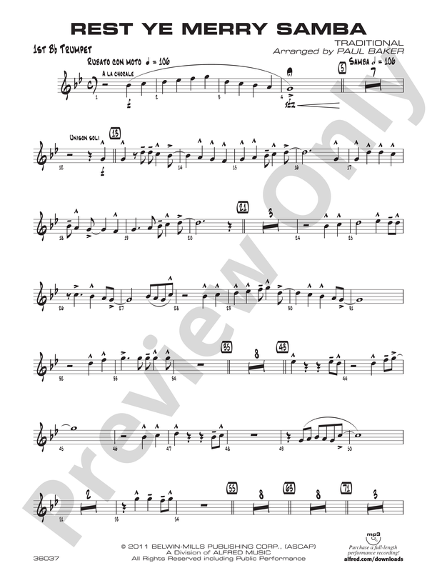 Rest Ye Merry Samba: 1st B-flat Trumpet