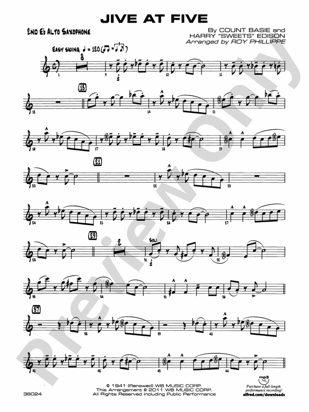 Jive at Five 2nd Eflat Alto Saxophone 2nd Eflat Alto Saxophone Part
