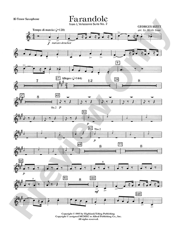 Farandole: B-flat Tenor Saxophone
