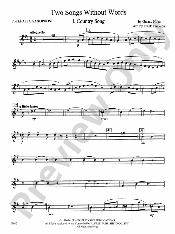 Two Songs Without Words 2nd Eflat Alto Saxophone 2nd Eflat Alto