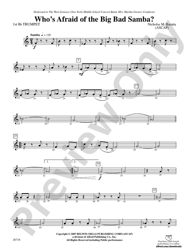 Who's Afraid of the Big Bad Samba?: 1st B-flat Trumpet