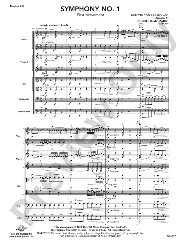 Symphony No. 1: Score: : Ludwig Van Beethoven - Digital Sheet Music ...