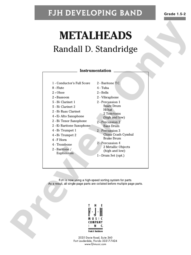 Metalheads Score Randall D Standridge Digital Sheet Music Download