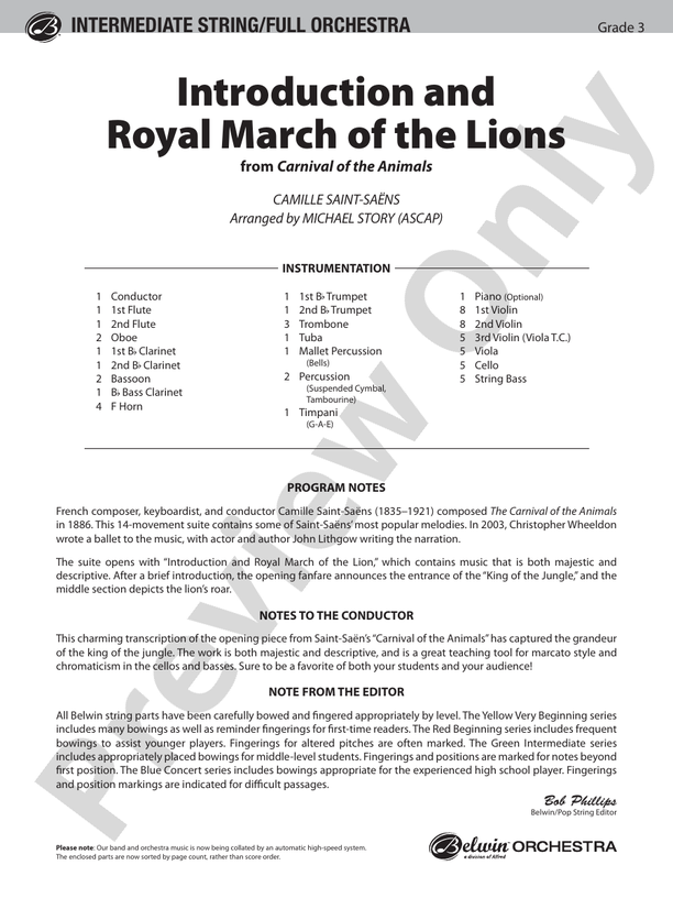 Introduction and Royal March of the Lions (from Carnival of the Animals)