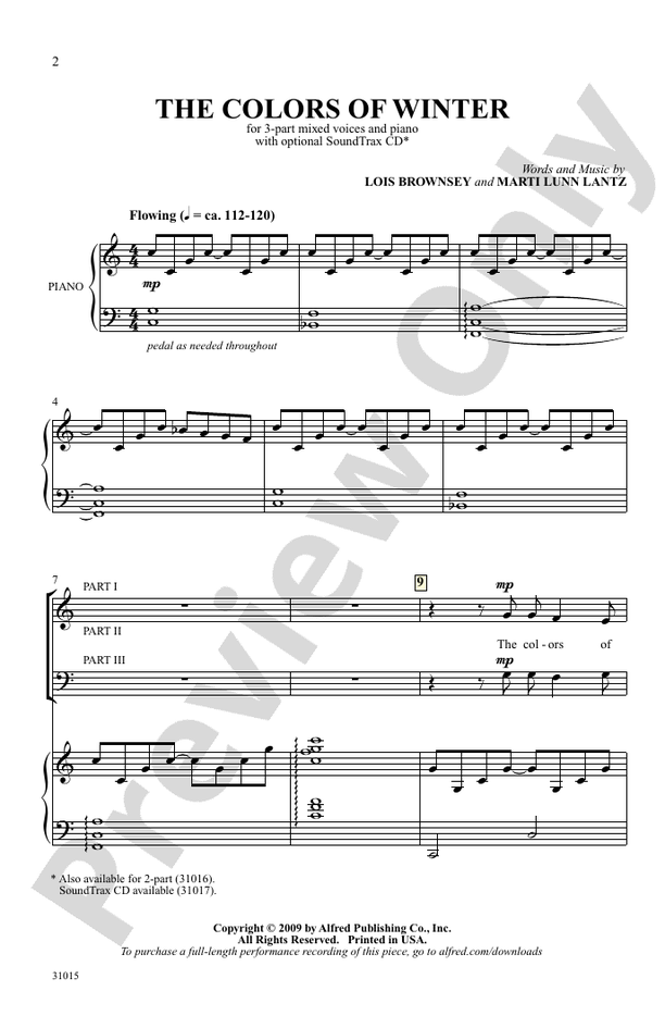The Colors of Winter: 3-Part Mixed Choral Octavo: Lois Brownsey ...