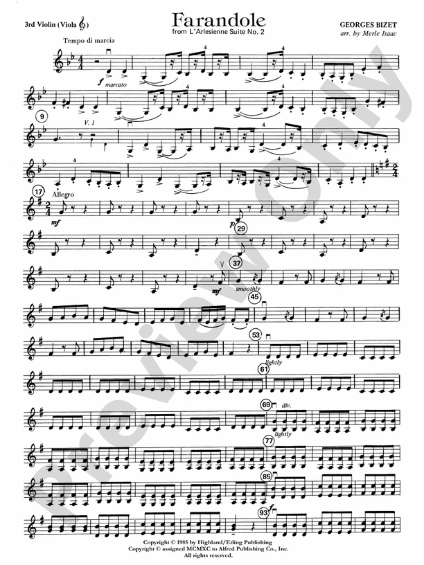 Farandole: 3rd Violin (Viola [TC])