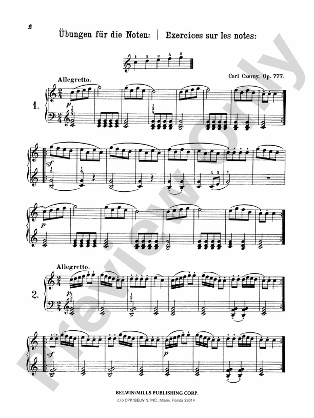 Czerny: Five Finger Studies, Op. 777