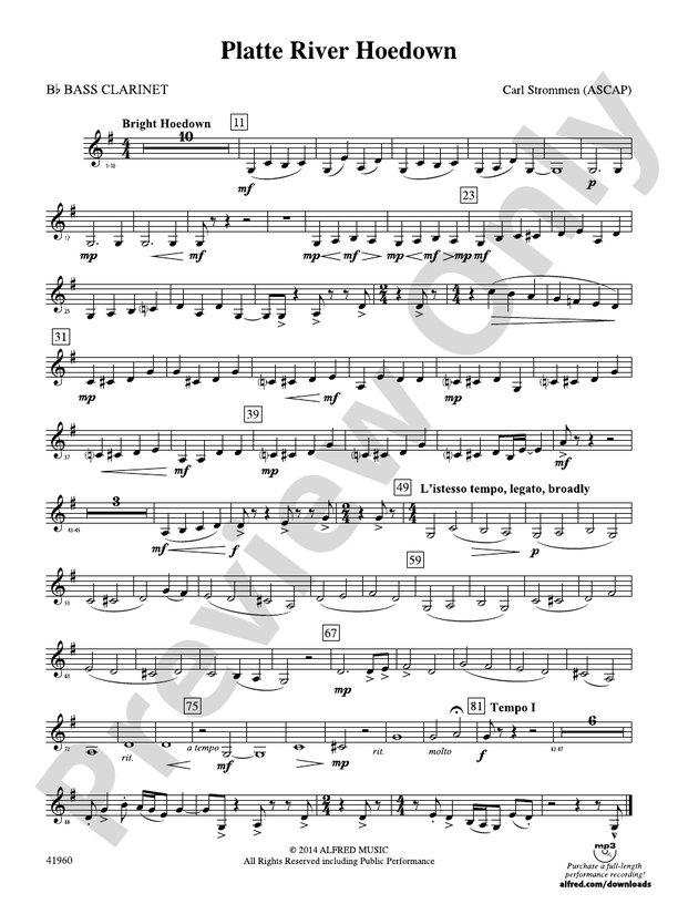 Platte River Hoedown Bflat Bass Bflat Bass Part
