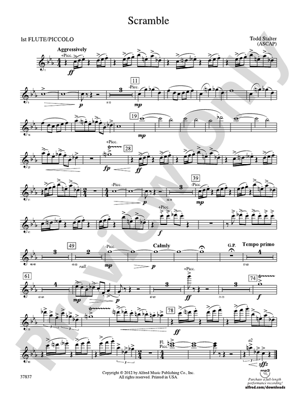 Scramble Flute Flute Part Digital Sheet Music Download