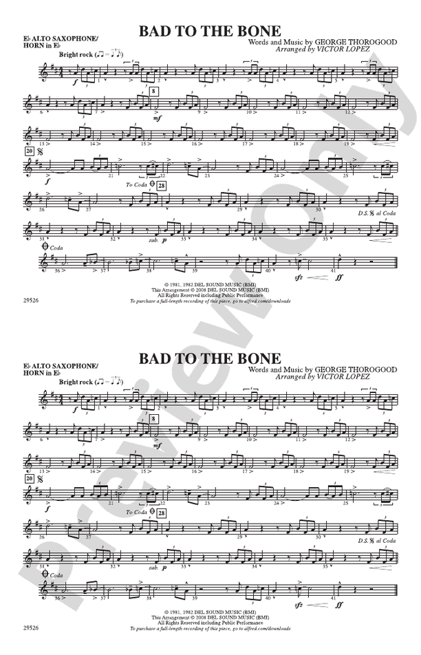 Bad to the Bone Eflat Alto Saxophone Eflat Alto Saxophone Part Digital Sheet Music Download