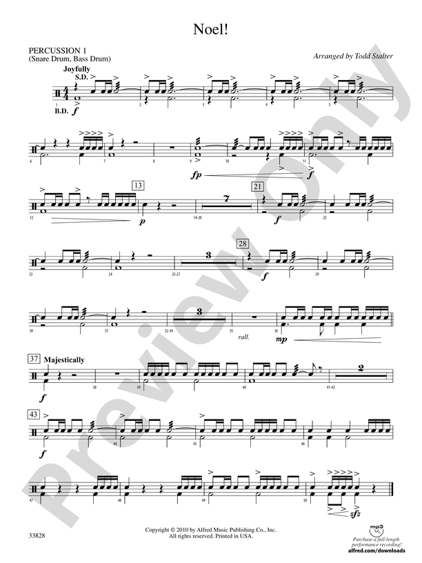 Chant de Noël: 1st Percussion: 1st Percussion Part - Digital Sheet Music  Download