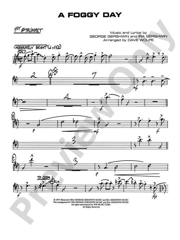 A Foggy Day: 1st B-flat Trumpet