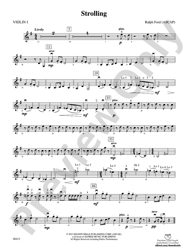 Strolling 1st Violin 1st Violin Part Digital Sheet Music Download 6561