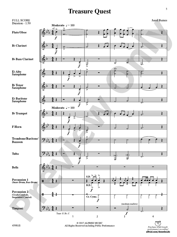 Treasure Quest Score Concert Band Score Digital Sheet Music Download