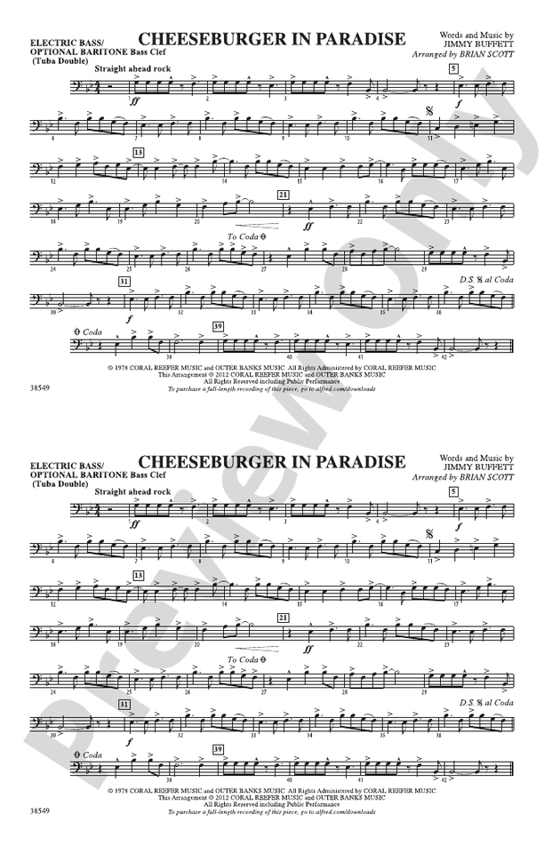 Cheeseburger in Paradise Electric Bass Electric Bass Part Digital Sheet Music Download