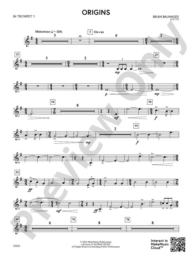 Origins: 3rd B-flat Trumpet: 3rd B-flat Trumpet Part - Digital Sheet ...