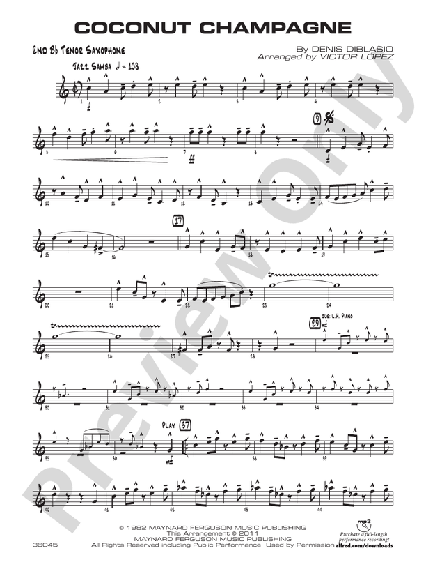 Coconut Champagne 2nd Bflat Tenor Saxophone 2nd Bflat Tenor