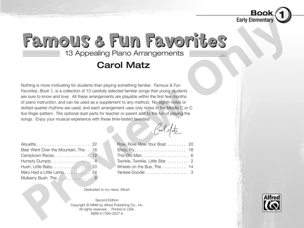 Famous & Fun Favorites, Book 1: 13 Appealing Piano Arrangements