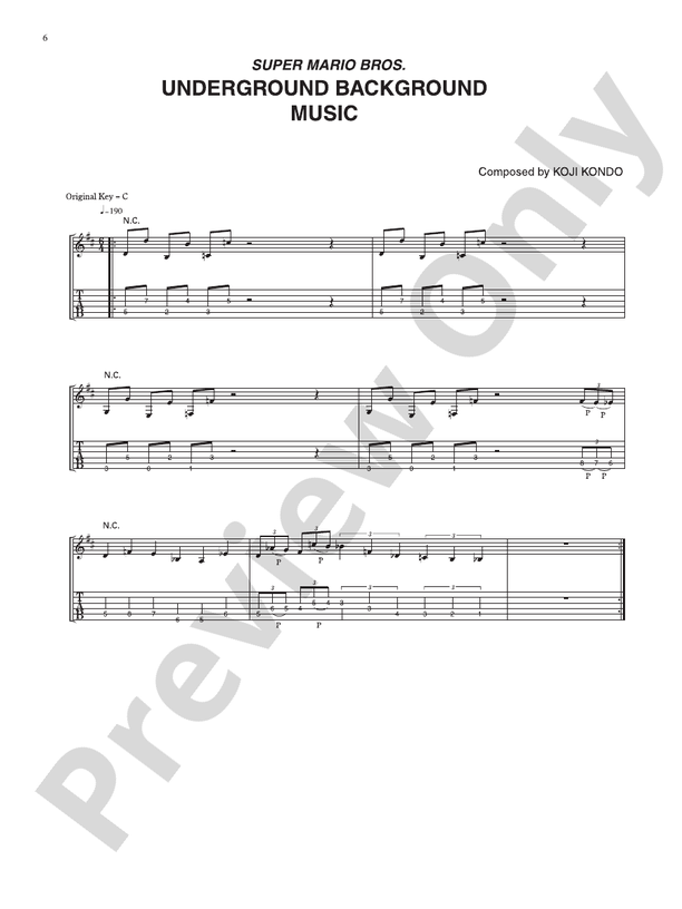Super Mario Bros. Underground Background Music: Guitar - Digital Sheet Music  Download: Nintendo®