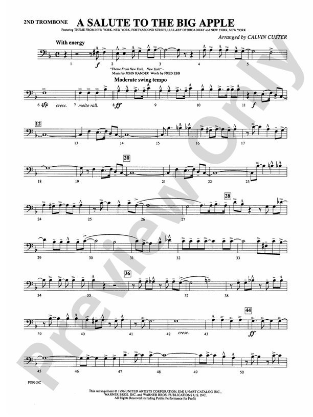 A Salute to the Big Apple 2nd Trombone 2nd Trombone Part Digital