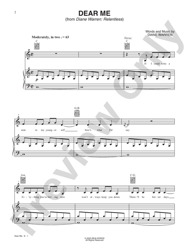 Dear Me: From the Motion Picture Diane Warren: Relentless