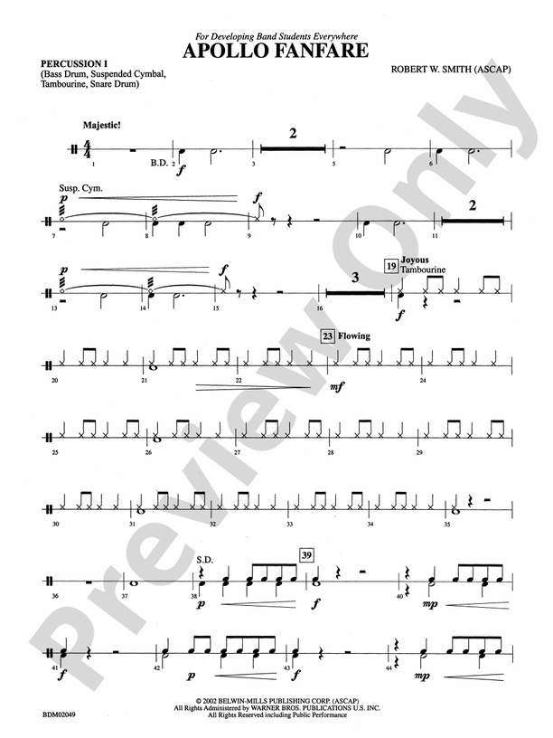 Apollo Fanfare: 1st Percussion: 1st Percussion Part