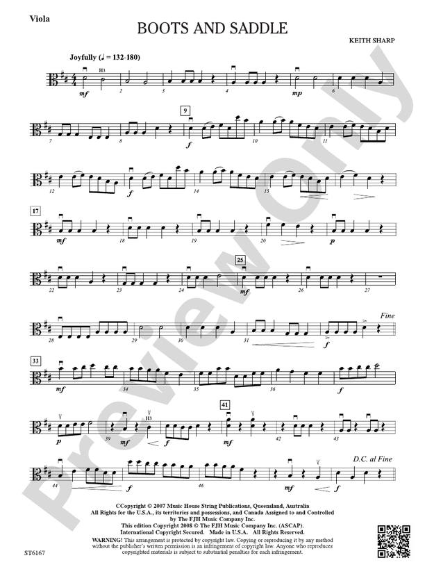 Boots and Saddle: Viola: Viola Part: Keith Sharp - Digital Sheet