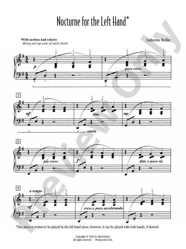 Nocturne for Left Hand - Piano Solo