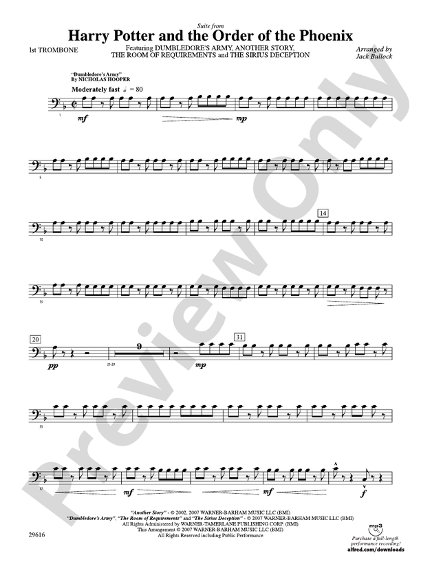 Harry Potter and the Order of the Phoenix, Suite from: 1st Trombone