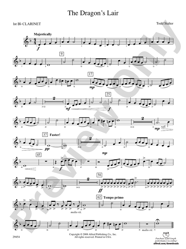 The Dragons Lair 1st B Flat Clarinet 1st B Flat Clarinet Part Digital Sheet Music Download 