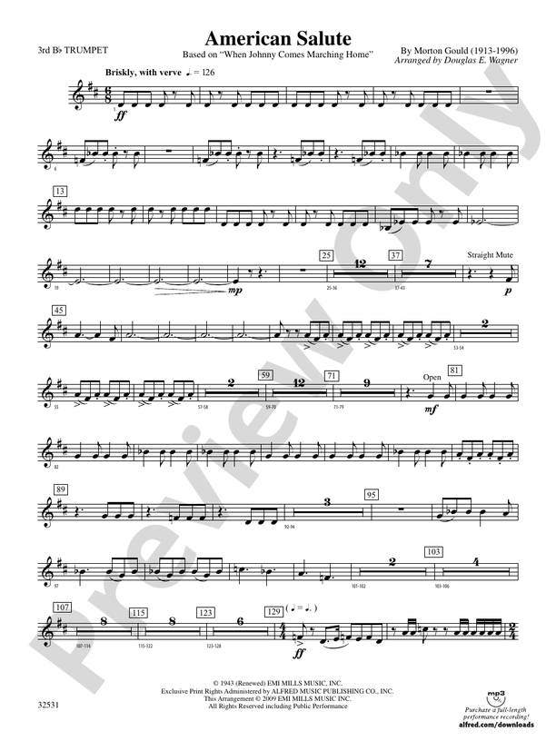 American Salute: 3rd B-flat Trumpet: 3rd B-flat Trumpet Part - Digital ...