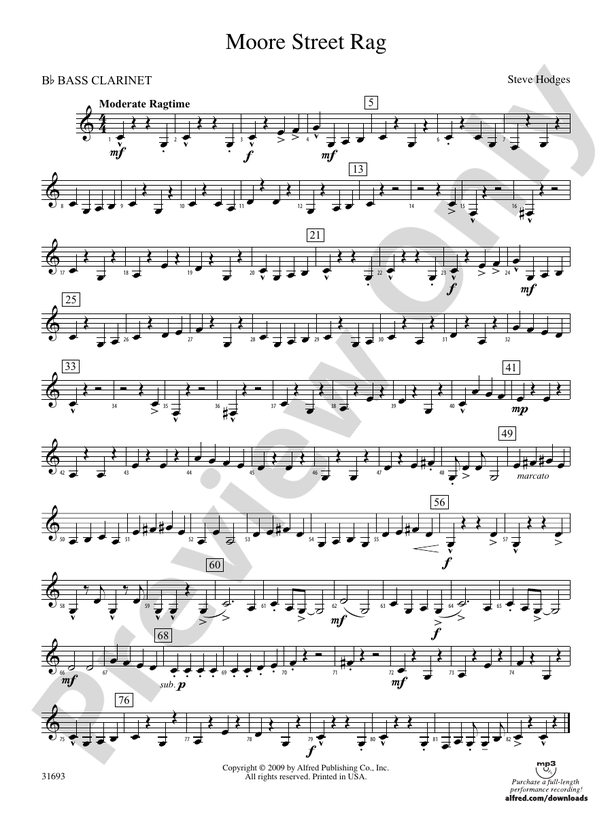 Moore Street Rag Bflat Bass Bflat Bass Part