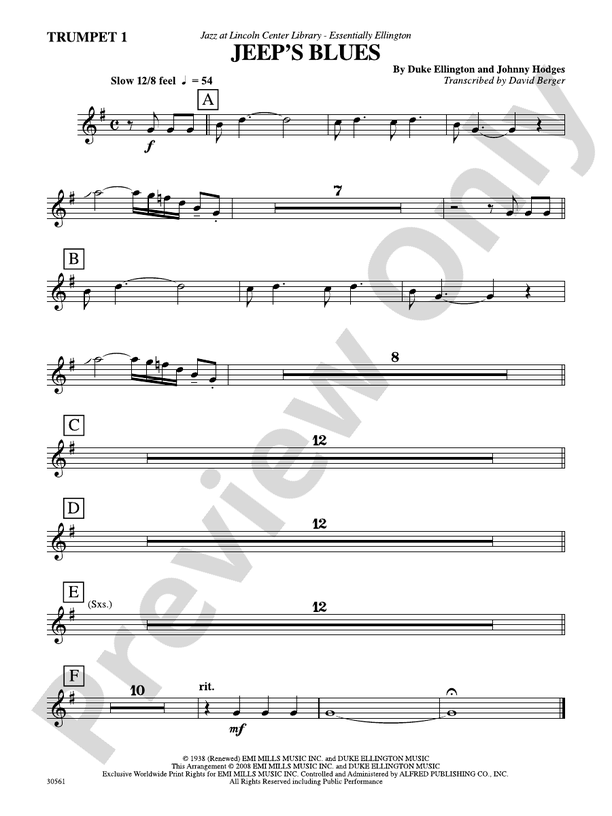 Jeep's Blues: 1st B-flat Trumpet