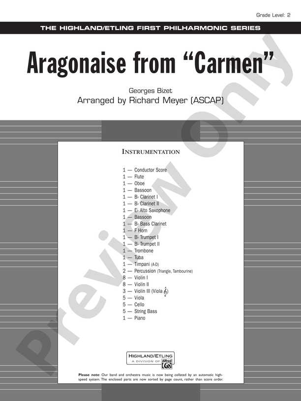 Aragonaise from Carmen: Score