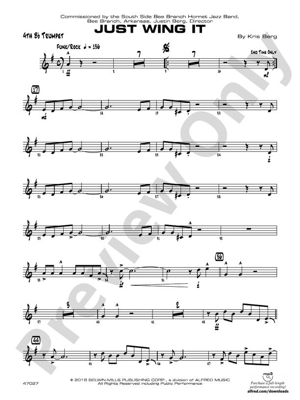 Just Wing It 4th Bflat Trumpet 4th Bflat Trumpet Part Digital