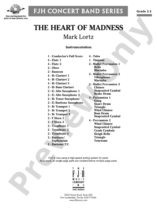 The Heart of Madness: Score: : Mark Lortz - Digital Sheet Music Download