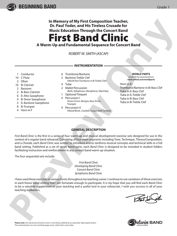 First Band Clinic (A Warm-Up and Fundamental Sequence for Concert Band)