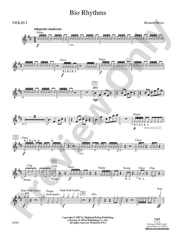 Bio Rhythms 1st Violin 1st Violin Part Digital Sheet Music Download 1410