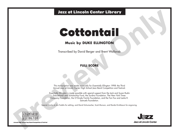 Cottontail: Jazz Ensemble Conductor Score & Parts: Duke Ellington