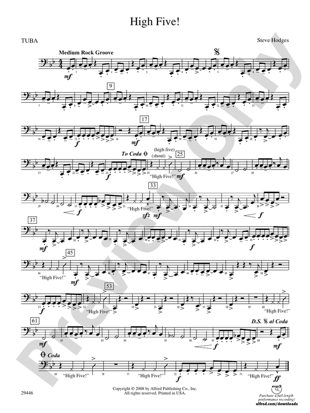 High Five! Tuba Tuba Part Digital Sheet Music Download
