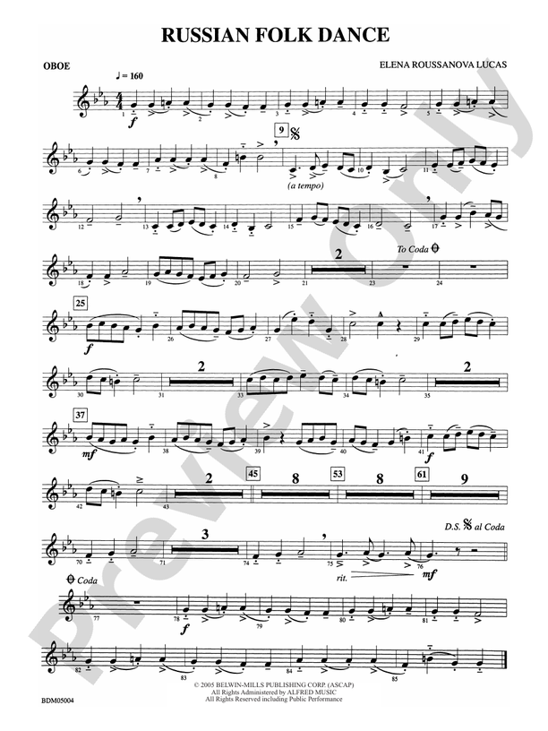 Russian Folk Dance Oboe Oboe Part Digital Sheet Music Download