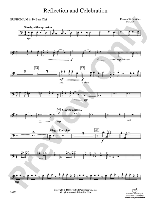 Reflection and Celebration: (wp) B-flat Baritone B.C.: (wp) B-flat ...