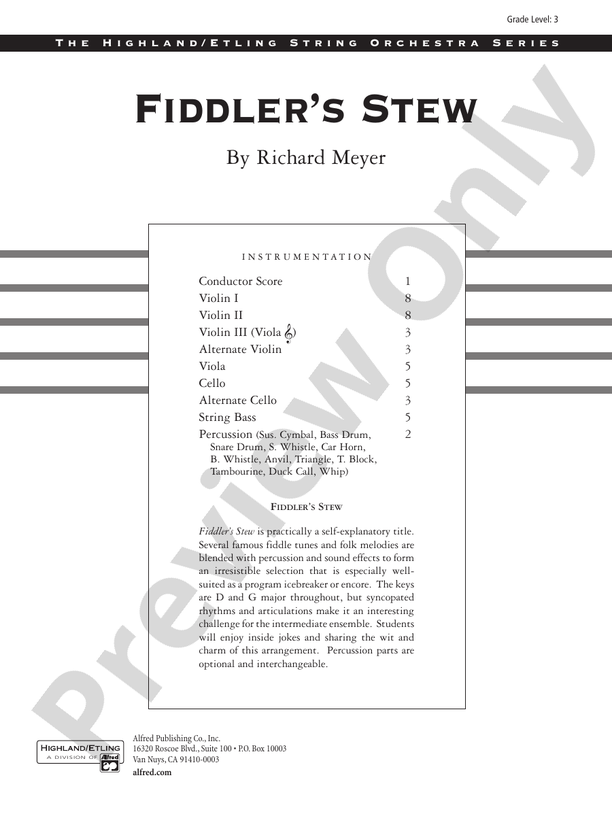 Fiddler's Stew: String Orchestra Conductor Score & Parts: Richard Meyer ...